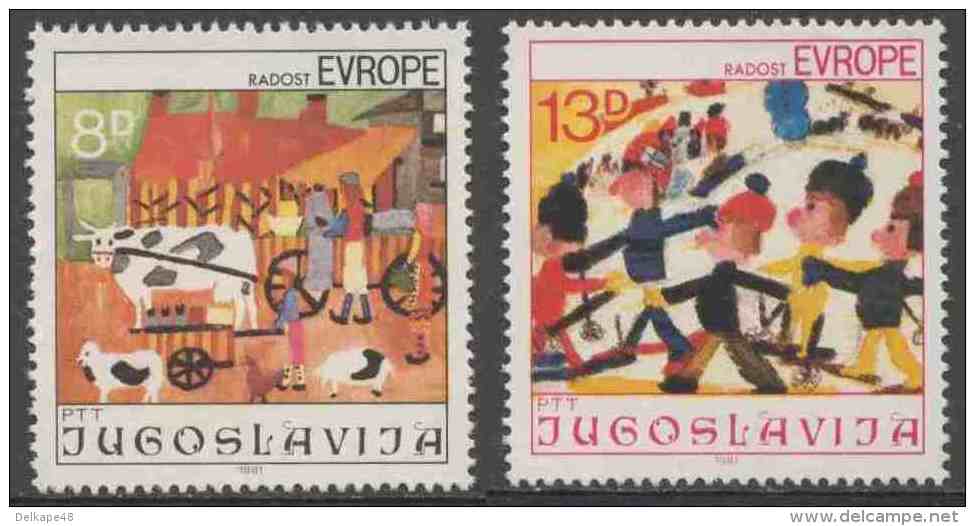 Jugoslavija Yugoslavia 1981 Mi 1901 /2 YT 1787 /8 ** Children Drawings / Kinderzeichnungen "Joy Of Europe" Meeting - Ongebruikt