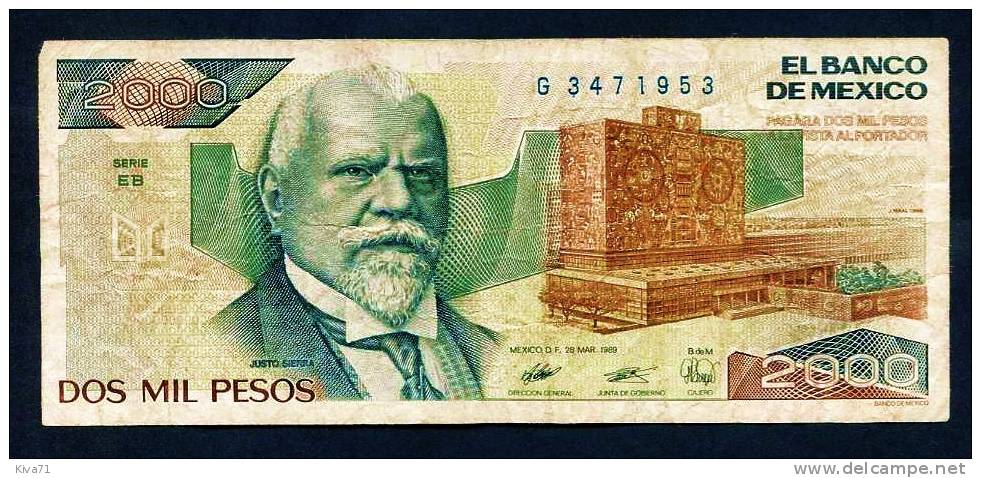 2000 Pesos   "MEXIQUE"  28 Mars 1989    VF  Ble 51 - Mexique