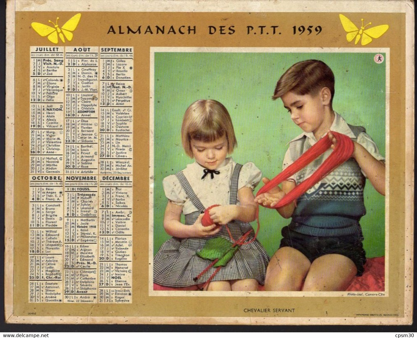 CALENDRIER GF 1959 - La Petite Marchande De Fleurs Et Le Chevalier Servant - Imp Oberthur (calendrier Double) - Grand Format : 1941-60