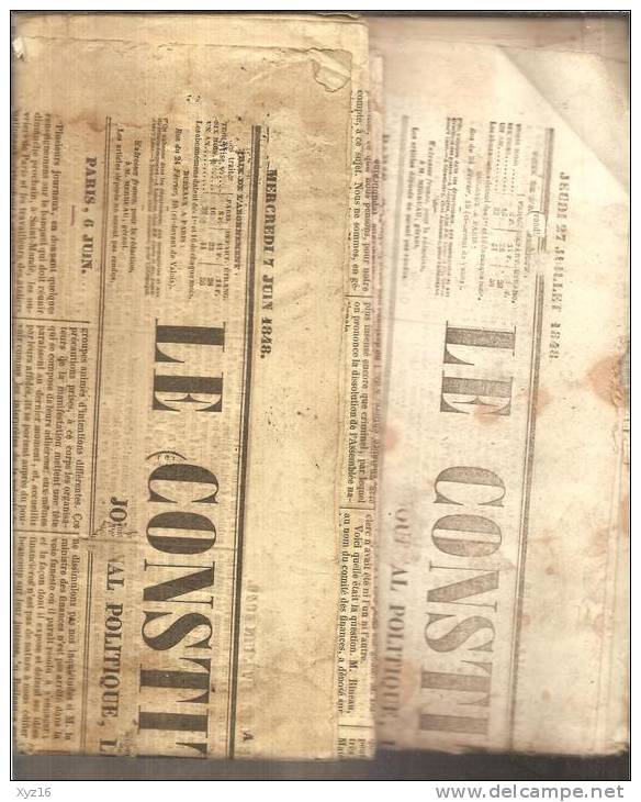 8 Journaux LE CONSTITUTIONNEL  De 1848 - 1800 - 1849