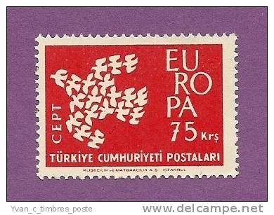 TURQUIE TIMBRE N° 1601 NEUF SANS CHARNIERE EUROPA 1961 - Unused Stamps