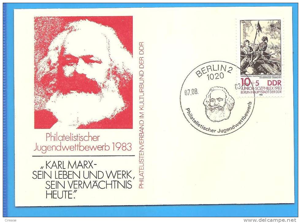 Cancellation Speciale Karl Marx. Democratic Republic Of Germany Postcard 1983 - Karl Marx