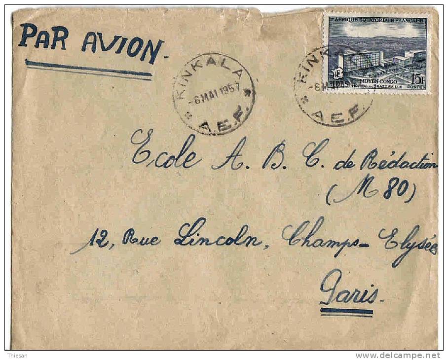 Congo Lettre Kinkala 1957 Cover - Brieven En Documenten