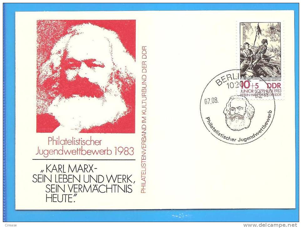 Cancellation Speciale Karl Marx. Democratic Republic Of Germany Postcard 1983 - Karl Marx