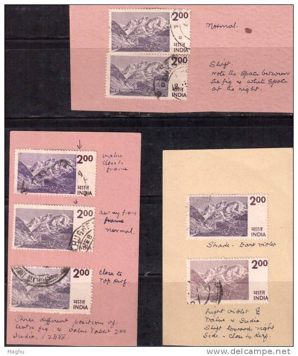 India Used Erros, Freeas, Oddities, EFO, Bhakra Dam & Mountains, Shift Variety , Shade Variety, Frame Variety. 1974, - Abarten Und Kuriositäten