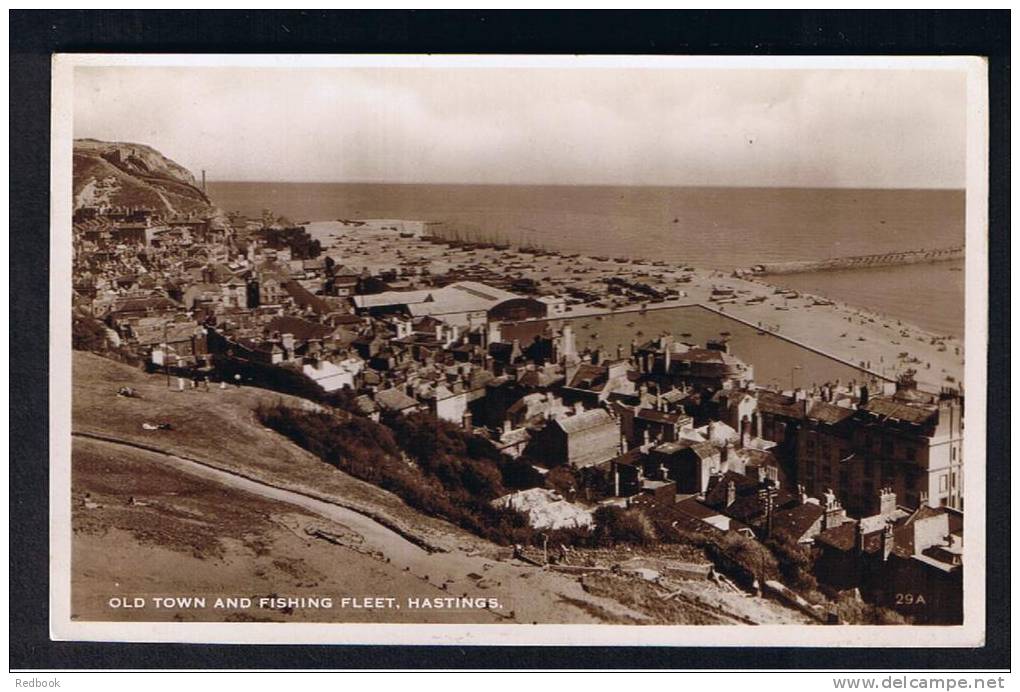RB 784 - 1935 Real Photo Postcard - Old Town &amp; Fishing Fleet Hastings Sussex - 1d Photogravure Stamp - Hastings