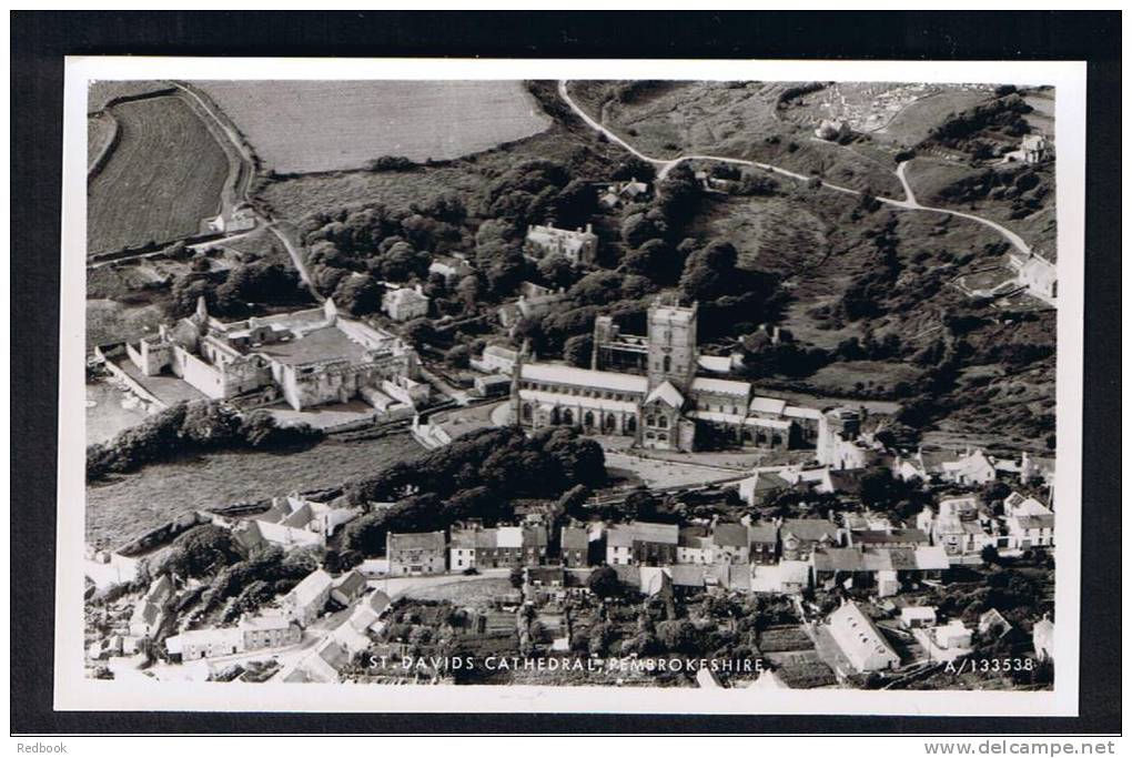 RB 784 - Real Photo Postcard - Aerial View Of St David's Houses &amp; Cathedral Pembrokeshire Wales - Pembrokeshire