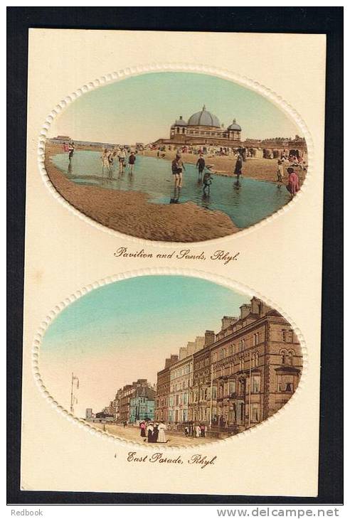 RB 784 - Unusual Raphael Tuck Double View Postcard - Rhyl Flintshire Wales - Pavilion &amp; Sands - East Parade - Flintshire