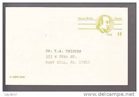 Postal Card - George Wythe - SUSQUEPEX '86 - 1981-00