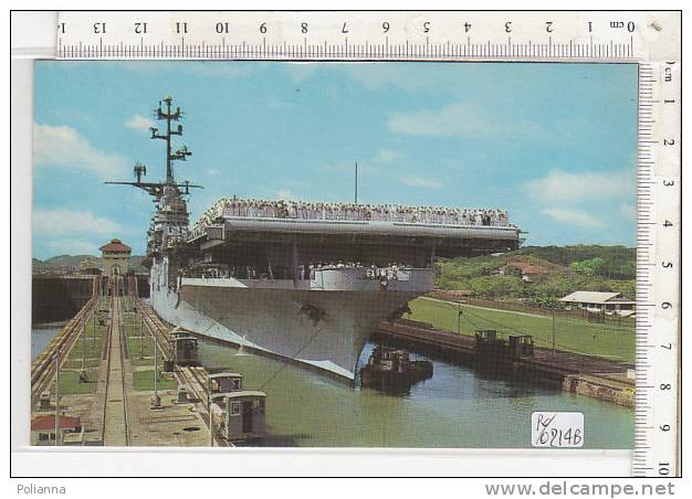 PO0214B# PANAMA - NAVE PORTAEREI MILITARE "VALLEY FORGE" NEL CANALE DI PANAMA - MARINA - MARINAI  No VG - Panama