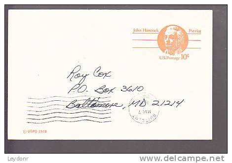 Postal Card - John Hancock - - 1961-80