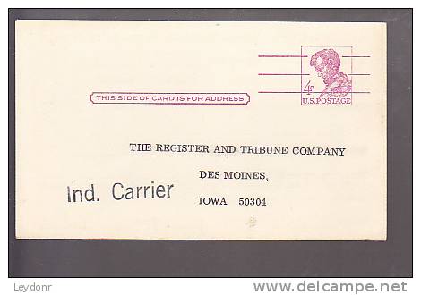 Postal Card - Abraham Lincoln - The Register And Tribune Company, Des Moines, Iowa - 1961-80