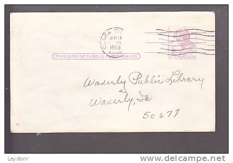 Postal Card - Abraham Lincoln - Waverly Public Library 1968 - 1961-80