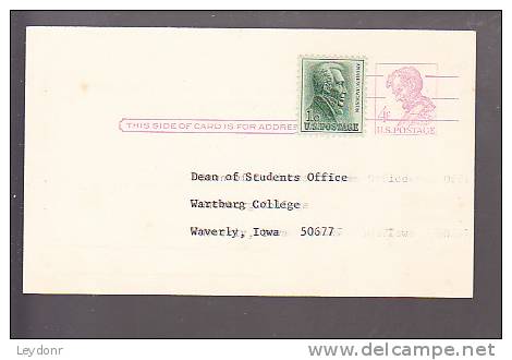 Postal Card - Abraham Lincoln - Dean Of Students Office, Wartburg College, Waverly, Iowa - 1961-80