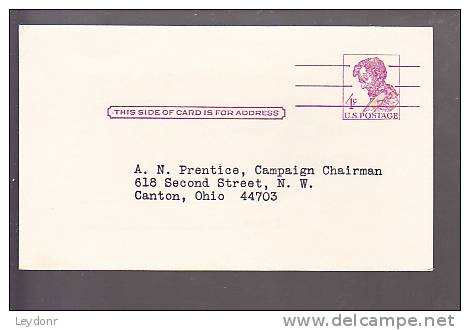 Postal Card - Abraham Lincoln - A. N. Prentice, Campaign Chairman - 1961-80