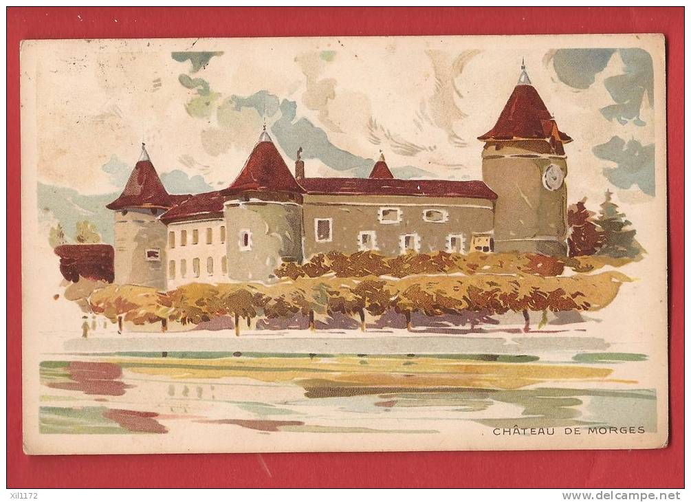 K647 Litho Château De Morges.Peter,Kohler.Cachet 1920.Sauberlin Pfeiffer - Morges