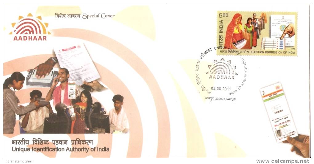 Specical Cover, AADHAAR,Unique Identification Authority Of India, By India Post, 2011 - Briefe U. Dokumente