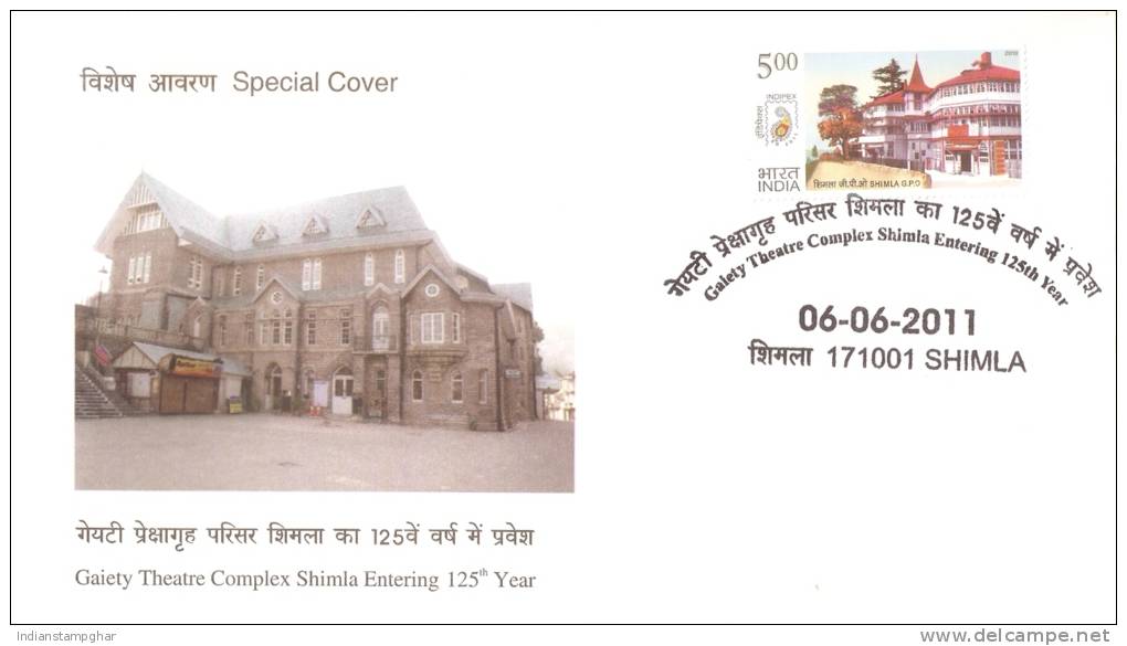 Special Cover,Gaiety Theatre Complex Shimla Entering 125th Year, By India Post, 2011, Himachal - Briefe U. Dokumente