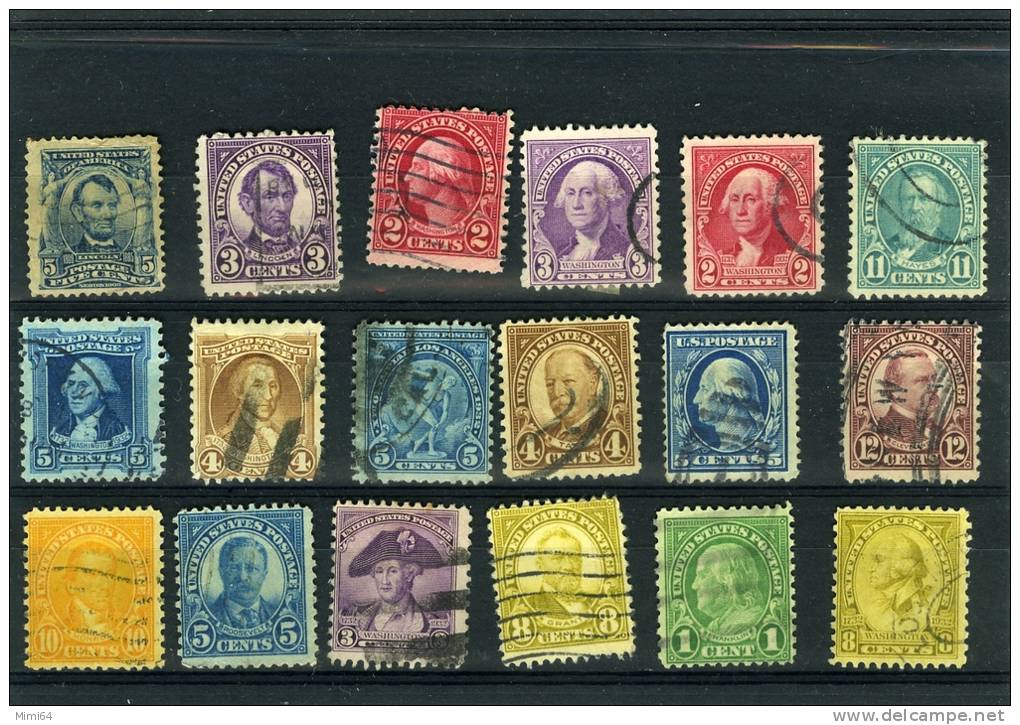 LOT DE 18 TIMBRES  OBLITERES , DES ETATS UNIS . - Used Stamps