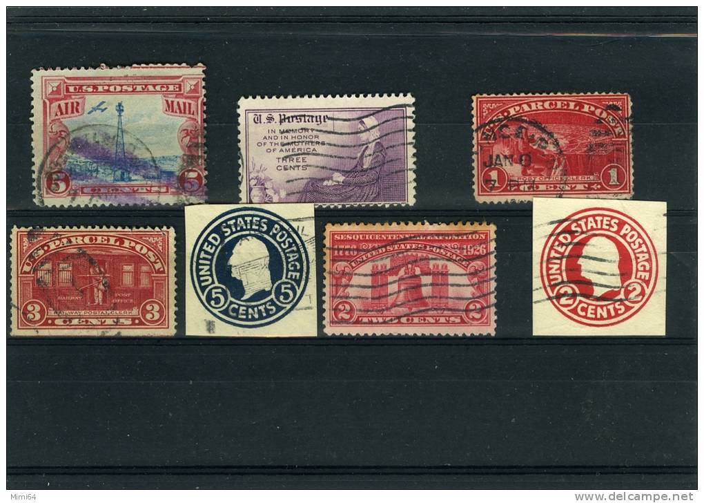 LOT DE 7 TIMBRES  OBLITERES , DES ETATS UNIS . - Usados