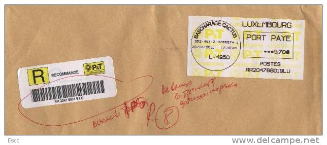 Mailed Cover (letter)   2011 From Luxembourg To Bulgaria - Brieven En Documenten