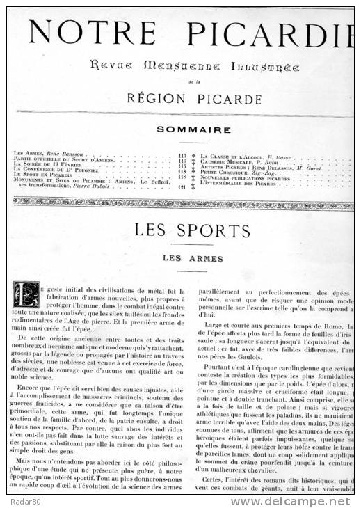 Notre Picardie 1er Année.n°8.1er Février 1907.(sommaire En Photo). - Picardie - Nord-Pas-de-Calais