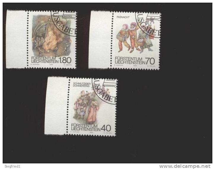 Liechtenstein  Gestempelt 818-820 Fastnacht Rand Ungefaltet - Used Stamps