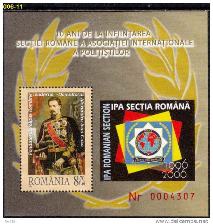 ROMANIA, 2006, INTERNATIONAL POLICE ASSOCIATION ; Souvenir Sheet; MNH (**), Sc. 4886 - Ongebruikt