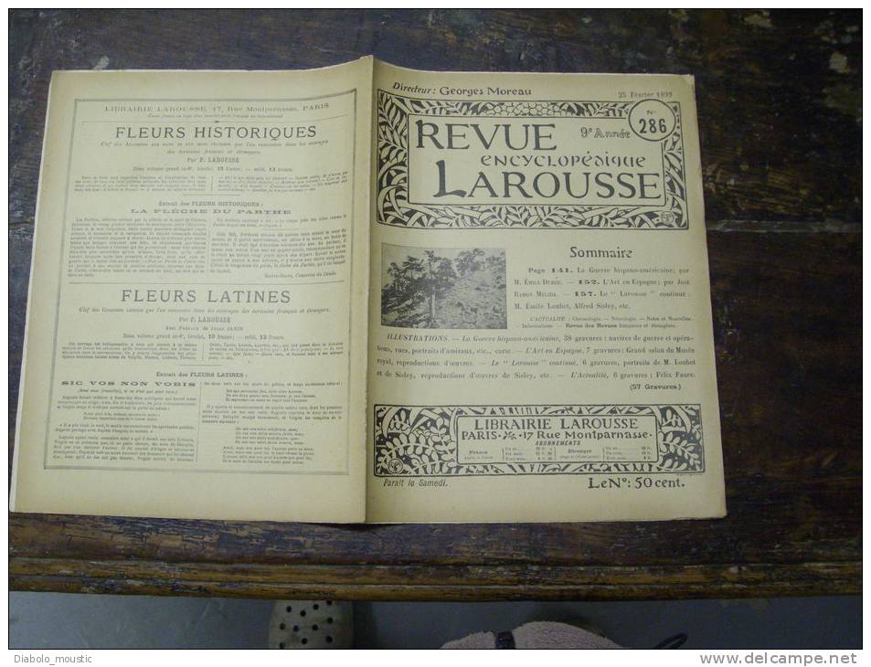 Rare Publication Larousse 1899  Guerre Hispano-US ;Cuirassé Massachusets , New-York,Brooklyn, Yale ,Oregon ;ART ESPAGNE - 1850 - 1899