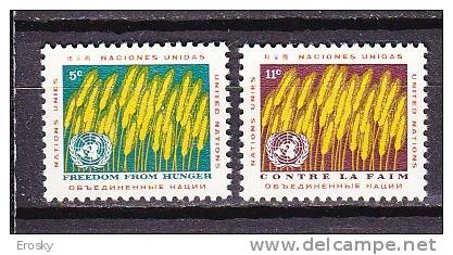 H0073 - ONU UNO NEW YORK N°112/13 ** CONTRE LA FAIM - Unused Stamps