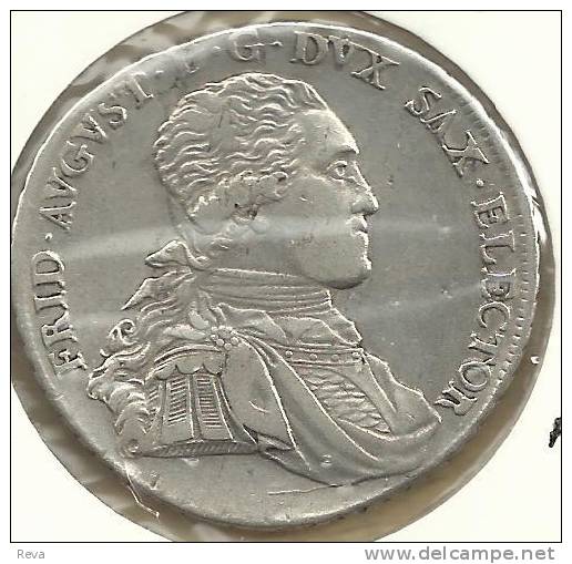 GERMANY SAXONY-ALBERTINE 1 THALER FREDERIC AUGUST FRONT EMBLEM BACK 1795 F+/F KM1036 SILVER READ DESCRIPTION CAREFULLY!! - Taler & Doppeltaler