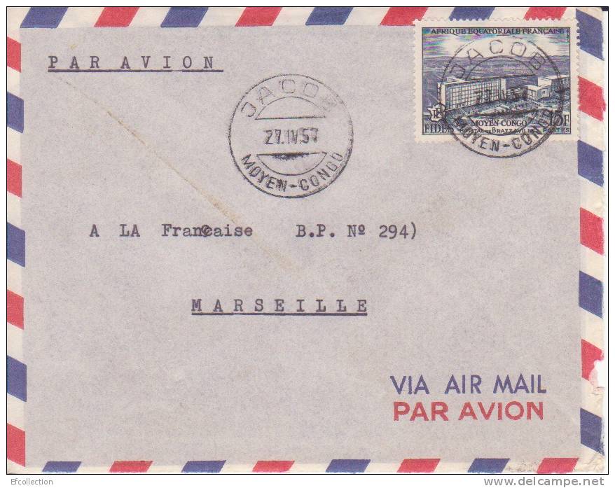 Congo,Jacob,1957,Colonies ,AEF,Moyen  Congo,hopital De Brazzaville,n°234 Sur Lettre - Covers & Documents