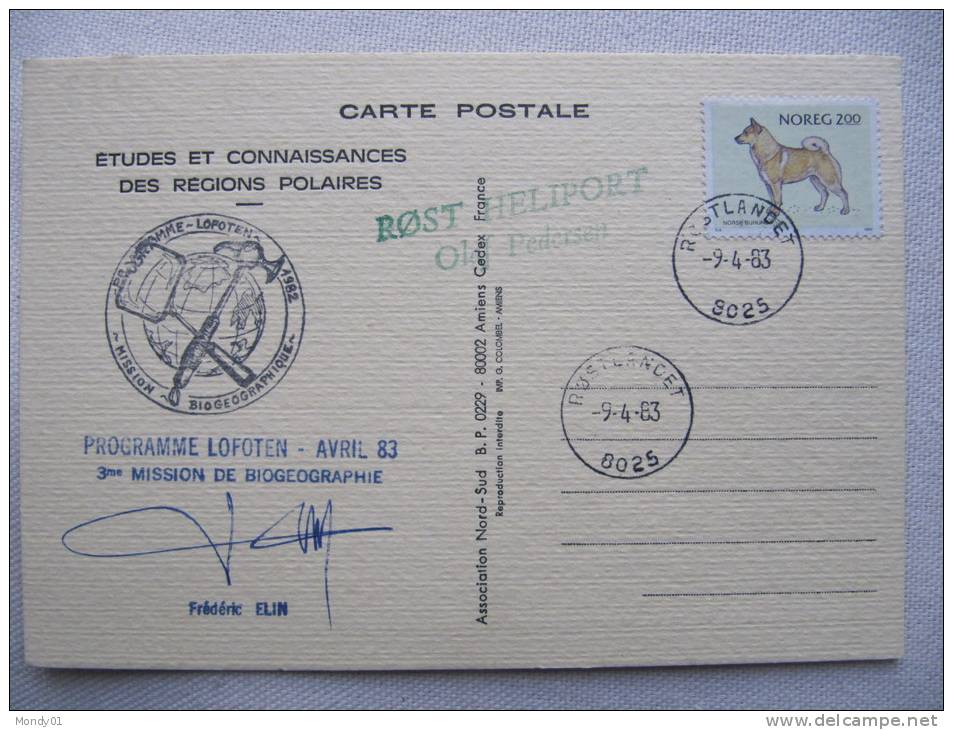 6409 Rare Cad Rost CPM Illustrateur Cod Morue Chien Buhund Lofoten Autographe Expedition Française Polaire Dessin Pêche - Polar Explorers & Famous People