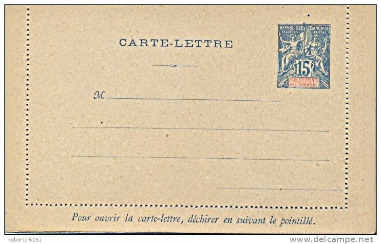 French Oceania Postal Stationery Lettercard 15 C. Mint - Ungebraucht