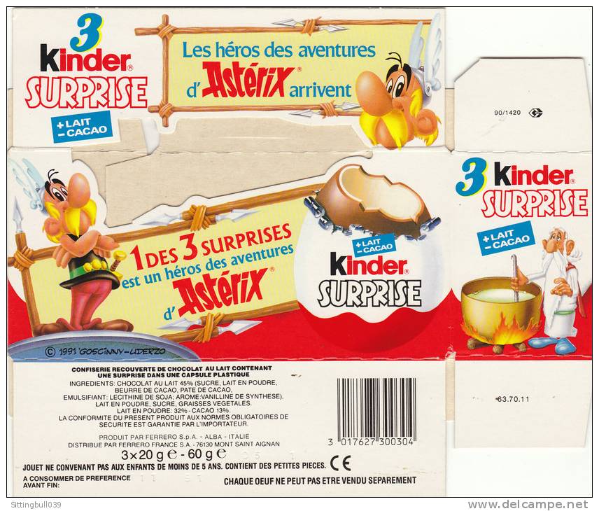 ASTERIX. PUB KINDER SURPRISE. Emballage Cartonné Illustré Avec Personnages De La Série. 1991. GOSCINNY-UDERZO - Advertisement