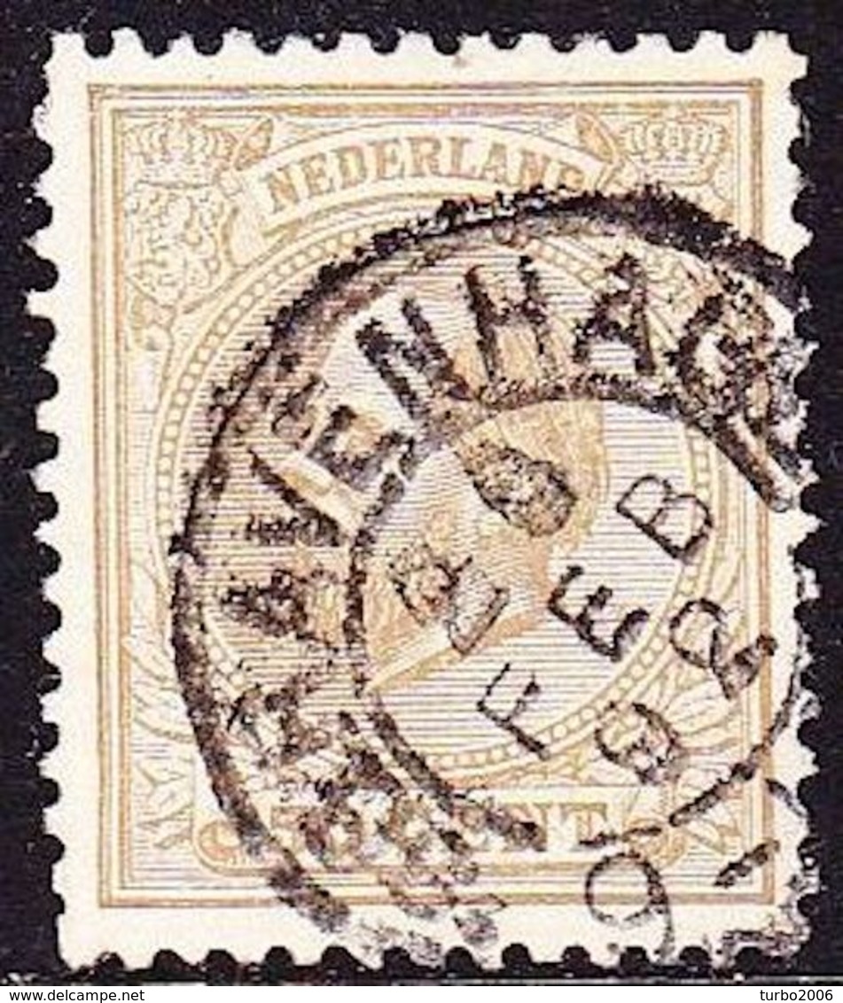 1872 Koning Willem III 50 Cent Geelbruin Tanding 12½  Grote Gaten NVPH 27 L - Oblitérés