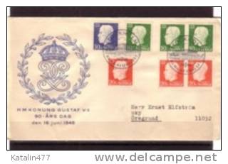 Sweden, 1948. 90th Birthday Of King Gustaf V.- FDC - FDC