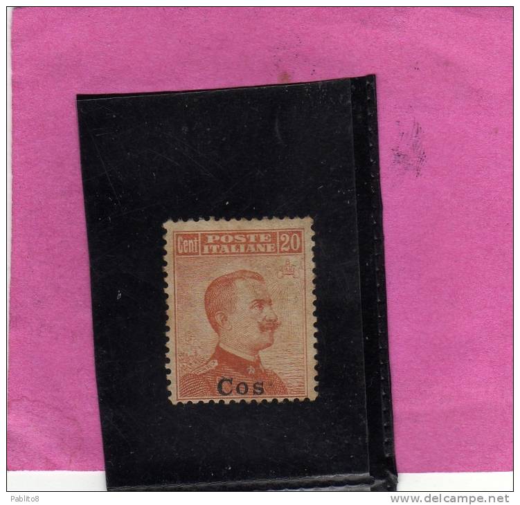 EGEO 1917 COO COS CENT. 20c SENZA FILIGRANA NO WATERMARK MNH OTTIMA CENTRATURA - Aegean (Coo)