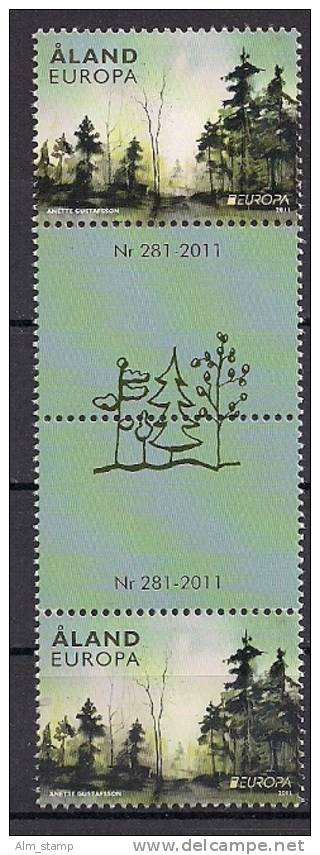 2011 Aland  Mi. 341 ZW **MNH   Europa   Forests  Gutter Pair - 2011