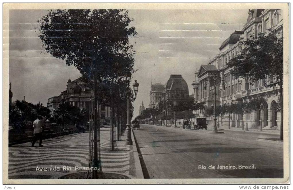 Avenida Rio Branco, Rio De Janeiro, Brazil, Fotokarte Gelaufen 1919 - Rio De Janeiro