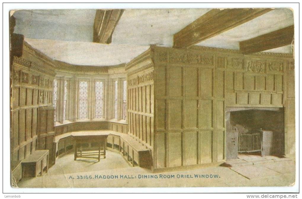 UK, United Kingdom, Haddon Hall, Dining Room Oriel Window, 1916 Used Postcard [P7650] - Derbyshire