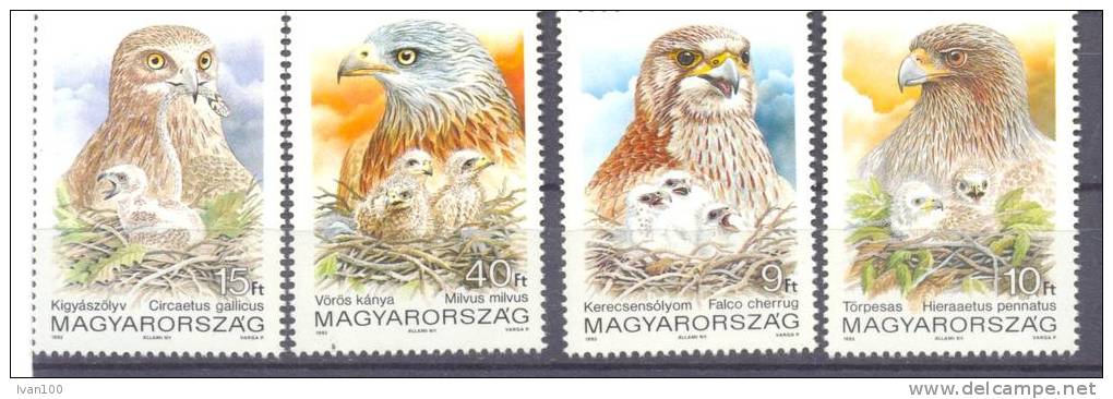 1992. Hungary, Birds, Eagles, 4v, Mint/** - Neufs