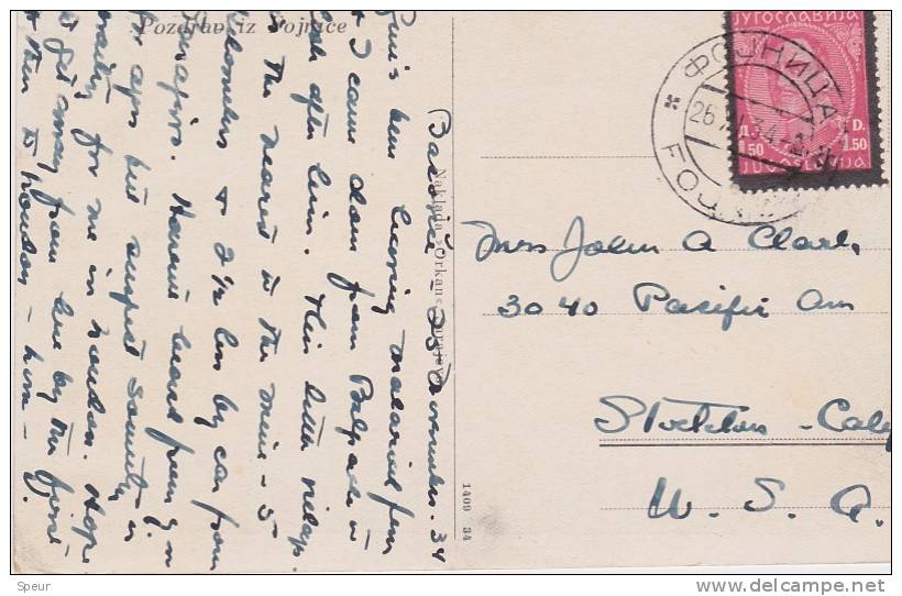 Pozdrav Iz Fojnice. Naklada Orkan, Sarajevo. Postally Used, 1934 - Bosnia And Herzegovina