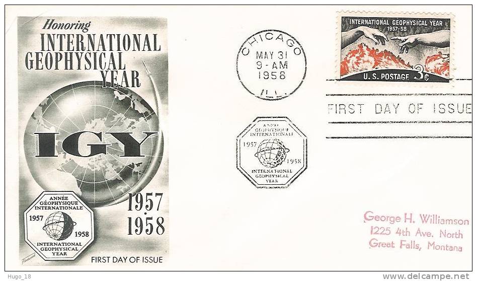 FDC  U.S.A  1958  Honoring International Geophysical Year - 1951-1960