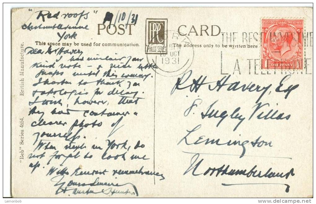 UK, United Kingdom, York, Micklegate Bar, 1931 Used Postcard [P7664] - York