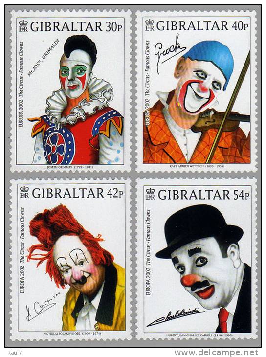 EUROPA 2002 - GIBRALTAR - Le Cirque, Clowns - 4 Val  NEUF ** (MNH) CV €10 - 2002