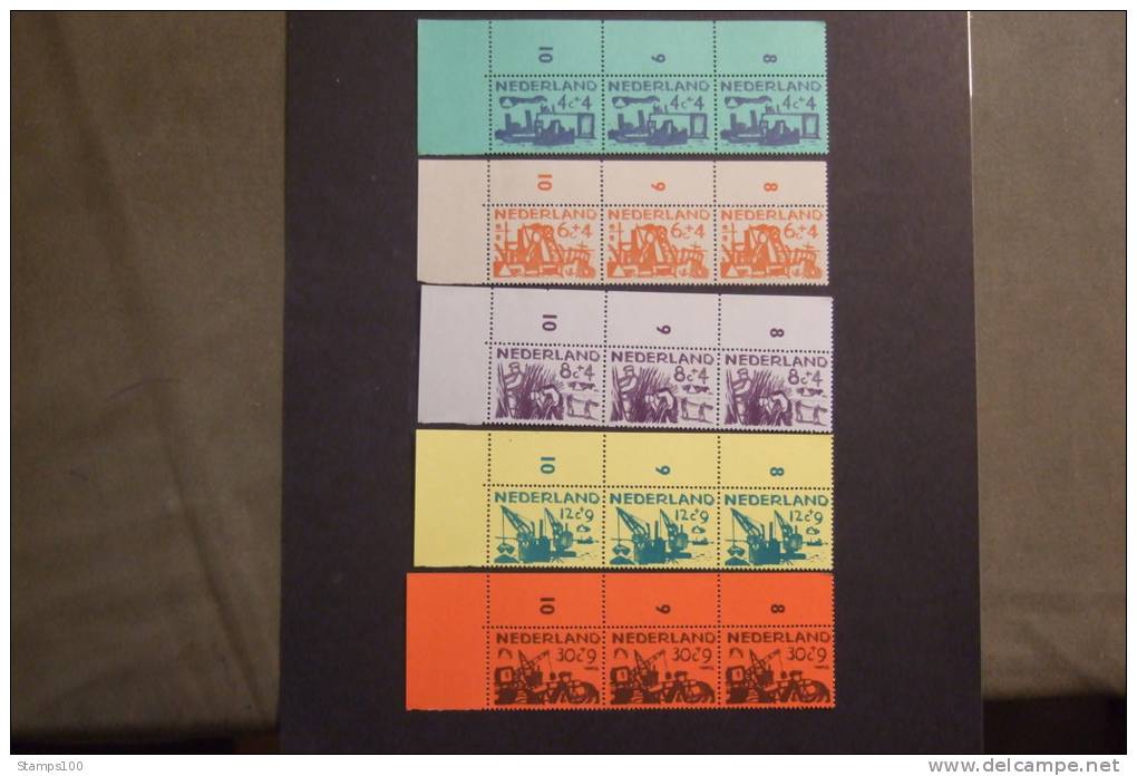 NETHERLANDS  1959  NVPH  722/26 INCLUDING 725P  Plaatfout  MNH**   (SUR 108-150) - Unused Stamps