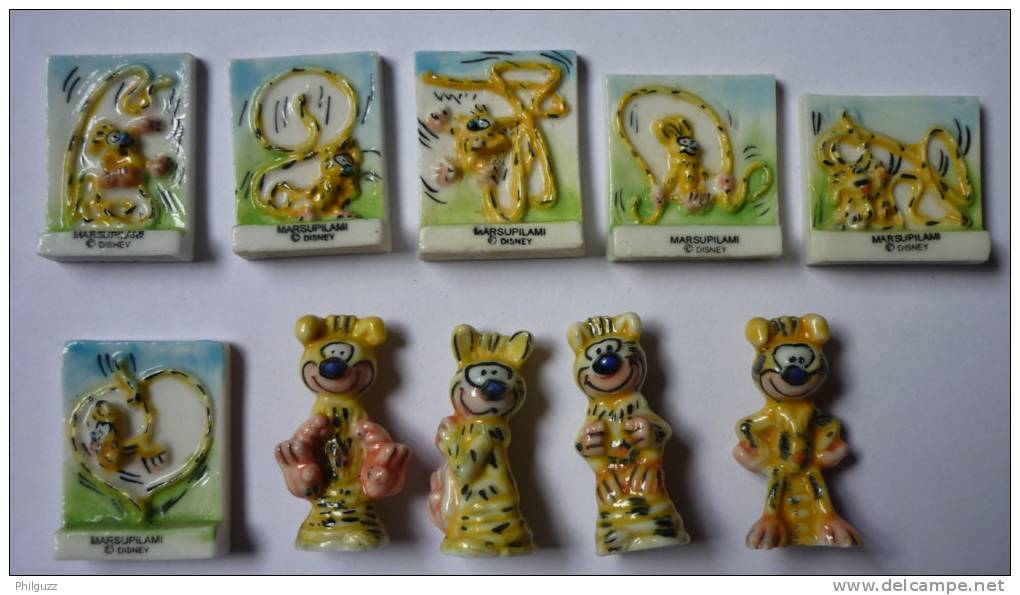 SERIE COMPLETE DE 10 FEVES MARSUPILAMI 1995 Feve - Strips