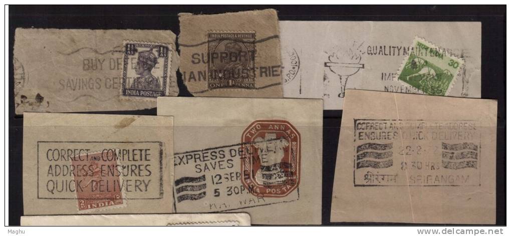 Collection Of 14 Diff., Slogan Cancellation On Piece, India - Lettres & Documents