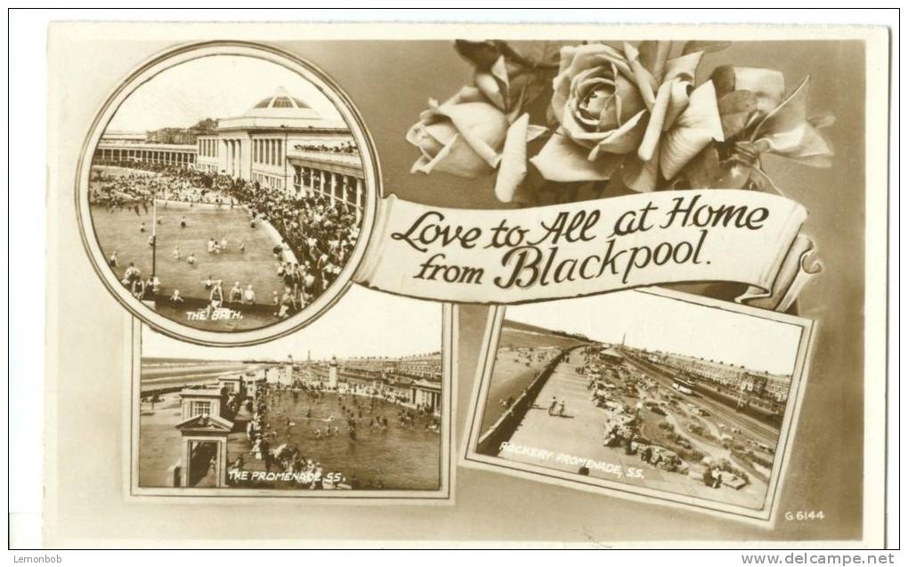 UK, United Kingdom, Love To All At Home, From Blackpool, 1956 Used Real Photo Postcard [P7785] - Blackpool